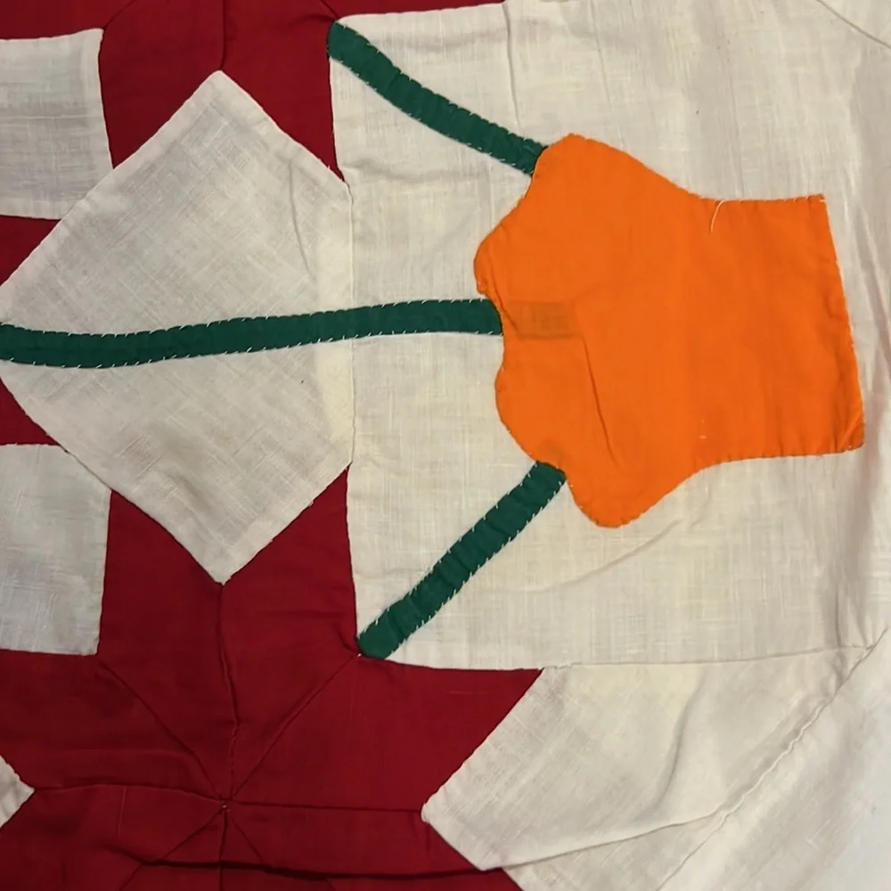 Hand made Quilt top flower blocks 60” x 78” patchwork